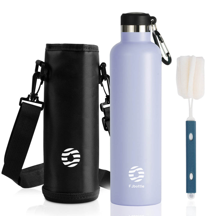 1000ml Thermoskanne Trinkflasche Edelstahl mit Karabiner, Kohlensäure geeignet Wasserflasche, Schwarz