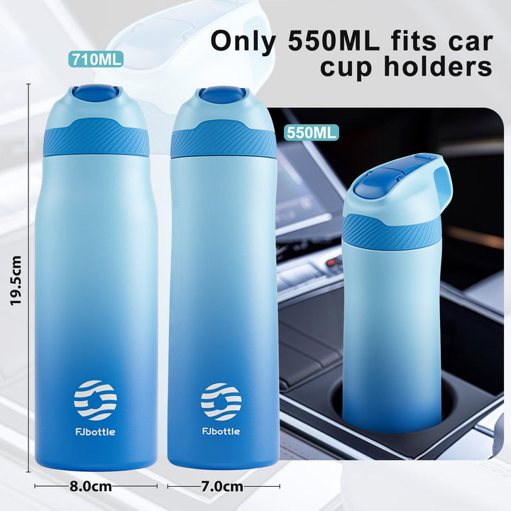 550ml Sports Water Bottle Stainless Steel with Straw, Pink &amp; Blue