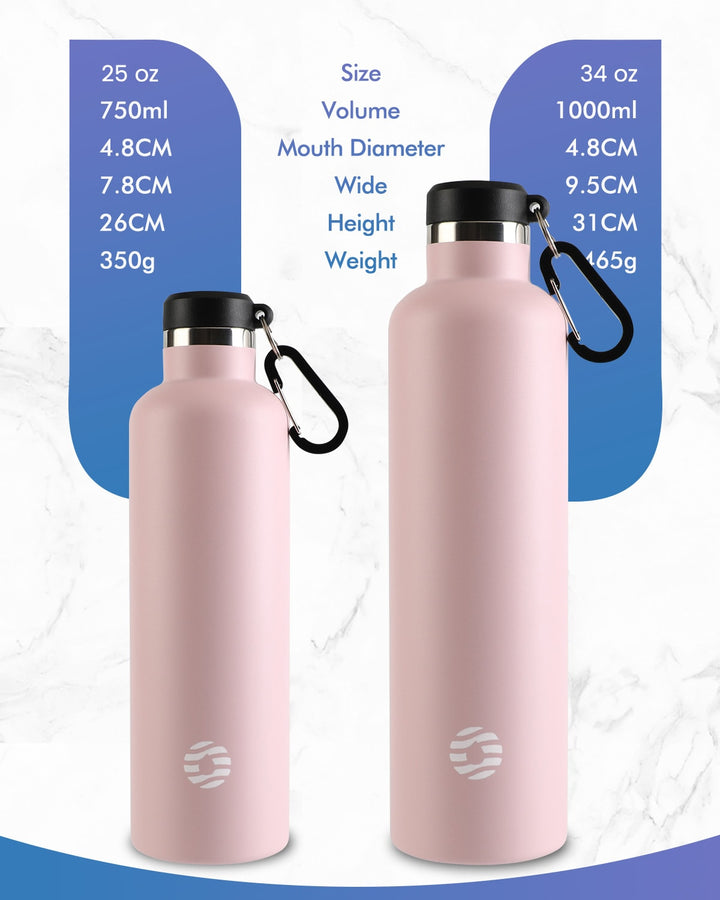 FJBottle Double Wide Mouth Trinkflasche 750ml, Mit Stofftasche, Pink