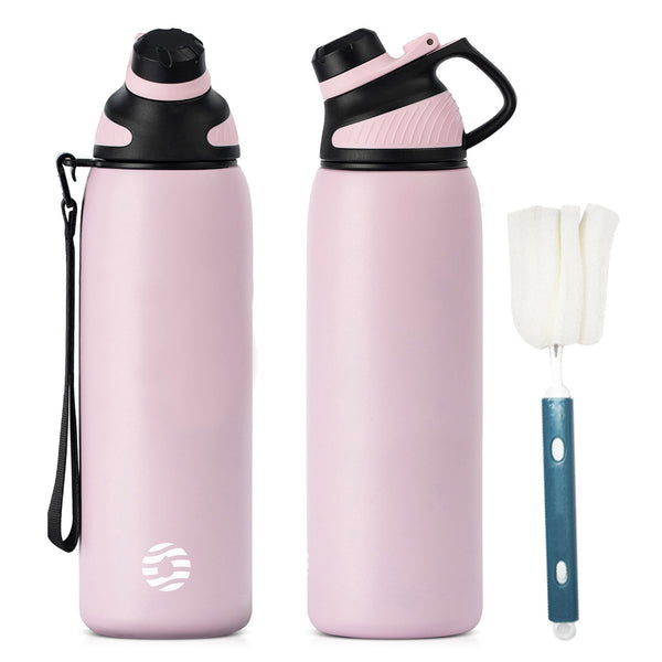 1000ml Thermos Flask Stainless Steel Water Bottle with Magnetic Lid, Carbonated Water Bottle, Pink 